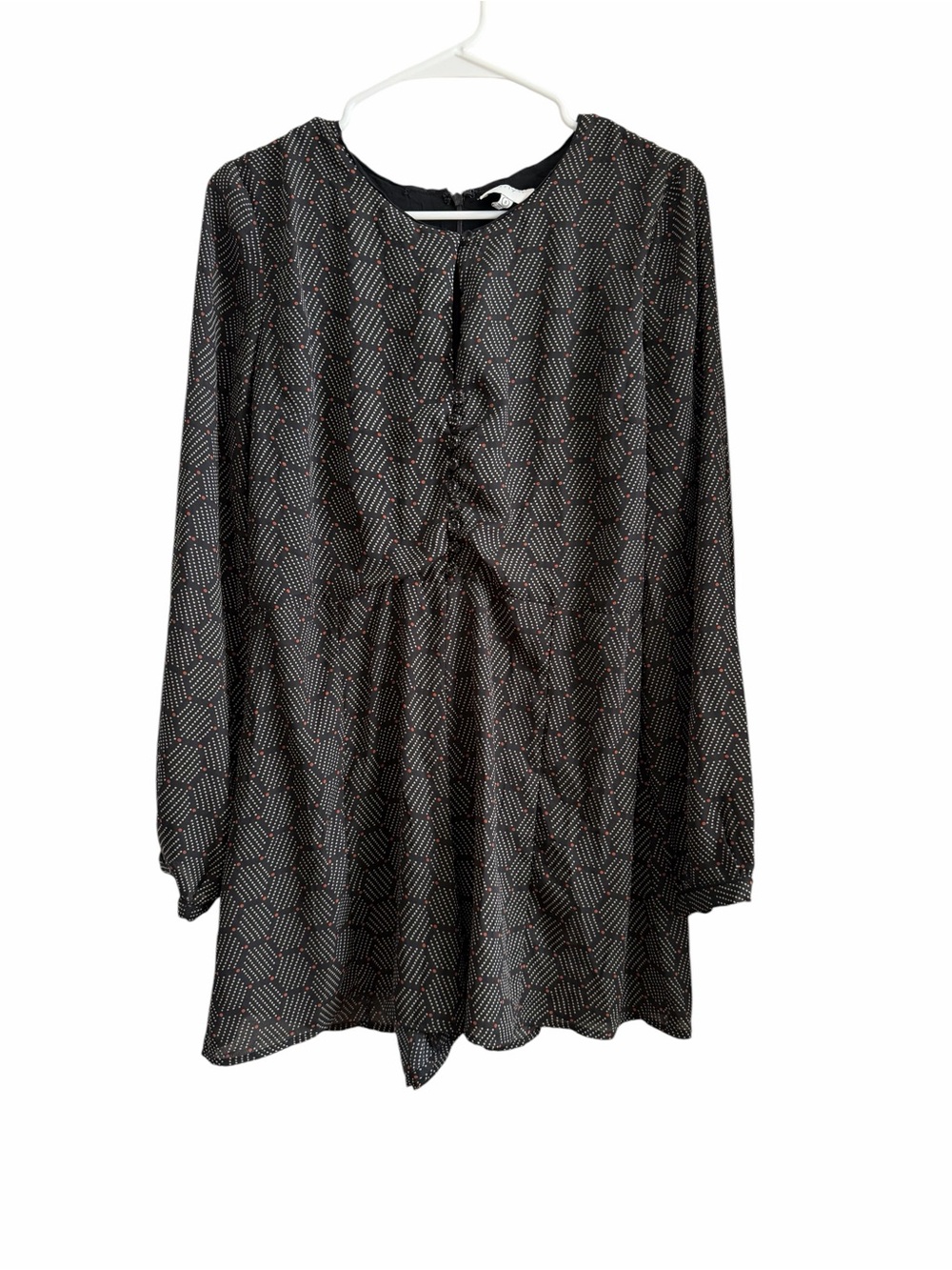 Black Geometric Long-Sleeve Women's Romper